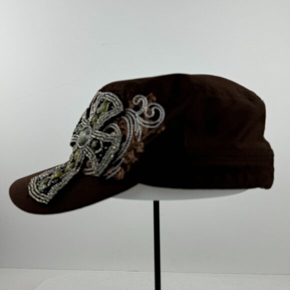 Kbethos Womens Military Cap Brown Palomino World Tunica MS Embellished Cross - Picture 5 of 10